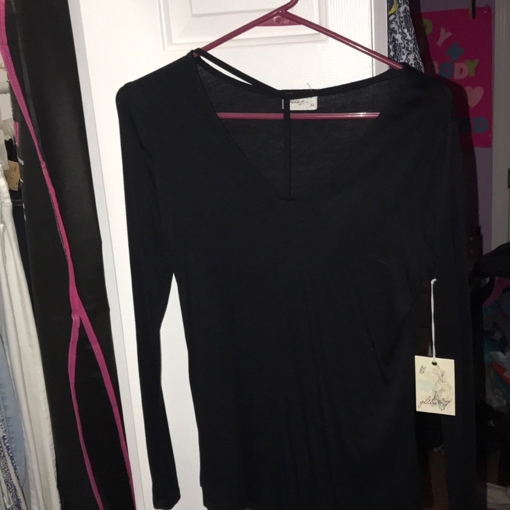 Black GLITZ Long Sleeve Cute Top SIZE MEDIUM